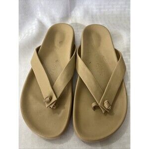J Crew Pacific Leather Thong Sandals Womens 7 Nude Flip Flops Beach